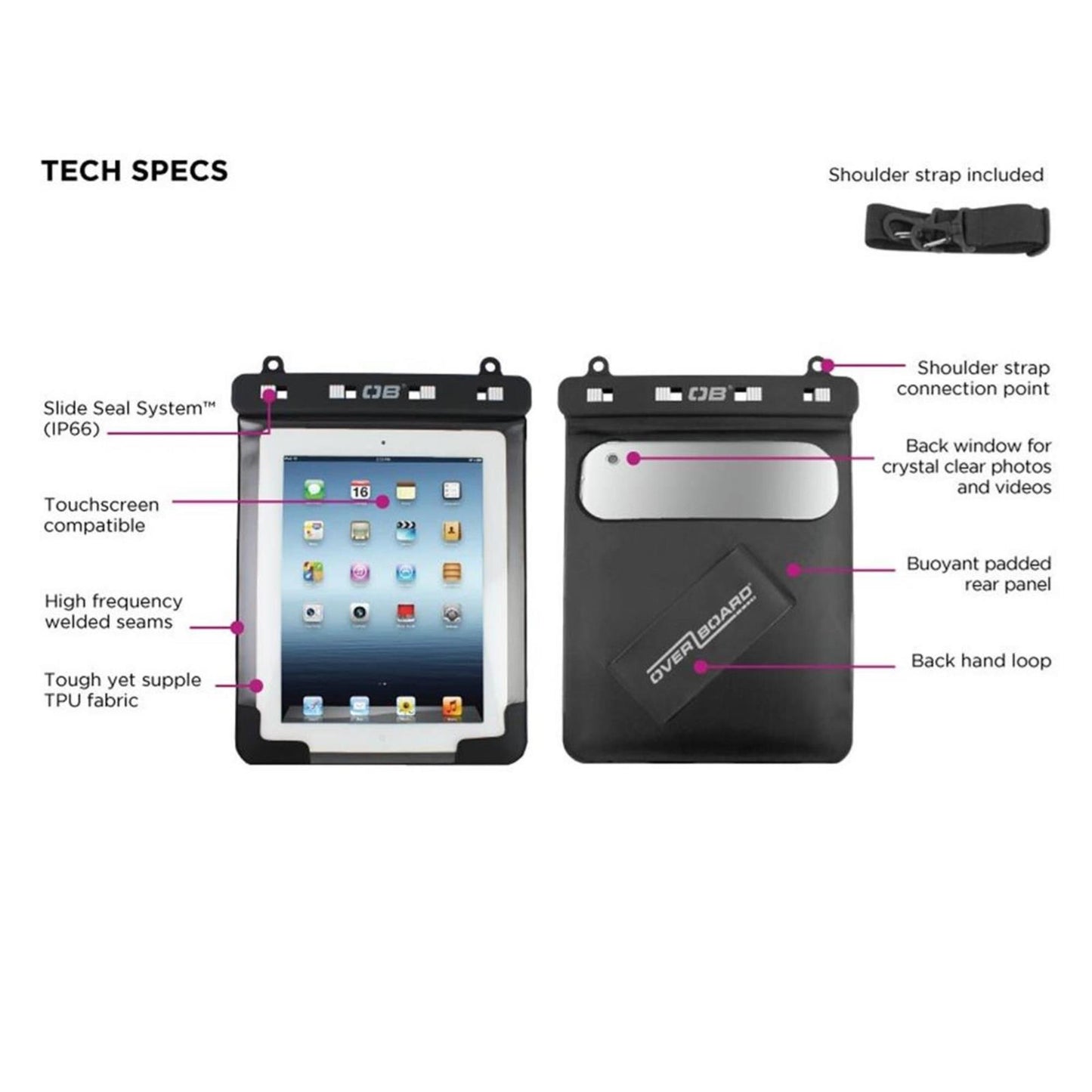 OverBoard wasserdichte iPad Tasche Schwarz