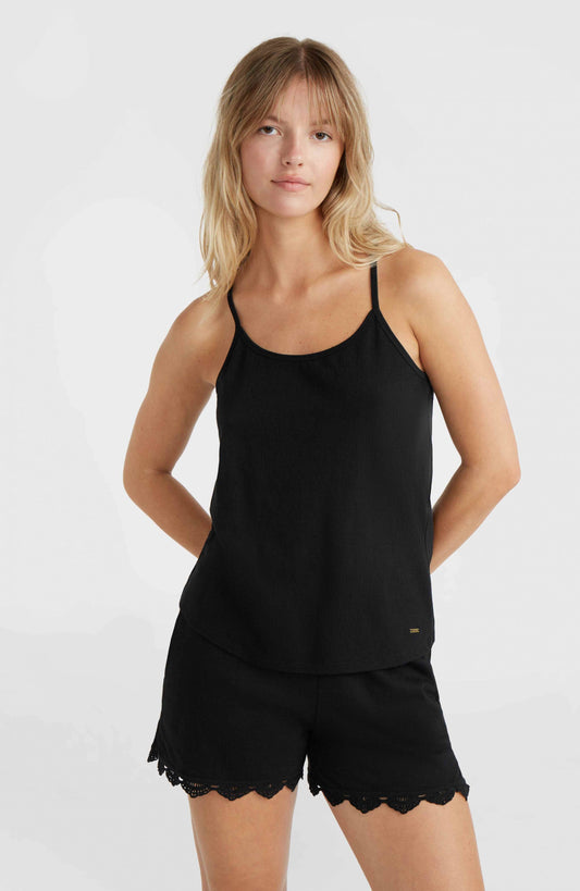 Essentials Ava Lace Tank - Black Out