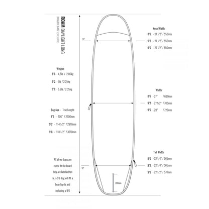 ROAM Boardbag Surfboard Daylight Longboard 9.2