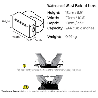 OverBoard wasserdichte Hüfttasche LIGHT 4 L Schw