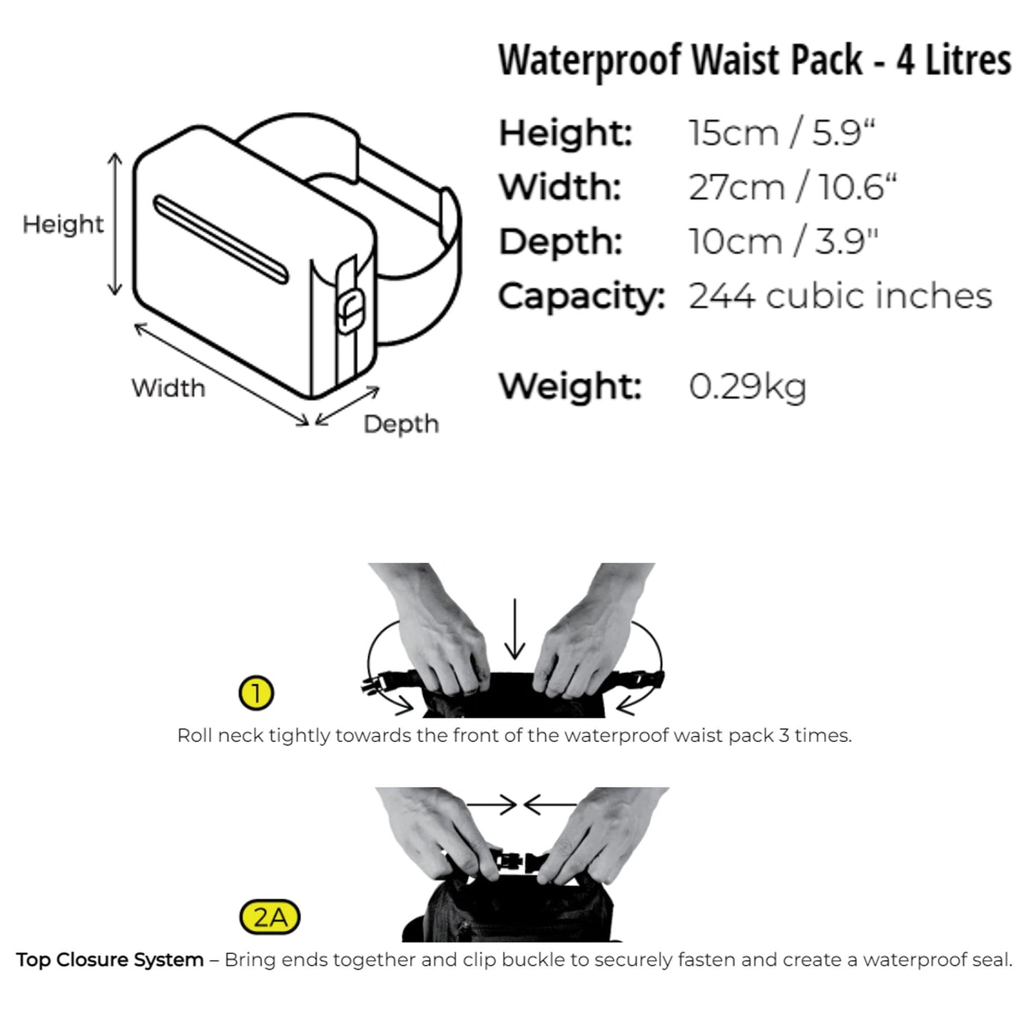 OverBoard wasserdichte Hüfttasche LIGHT 4 L Gelb