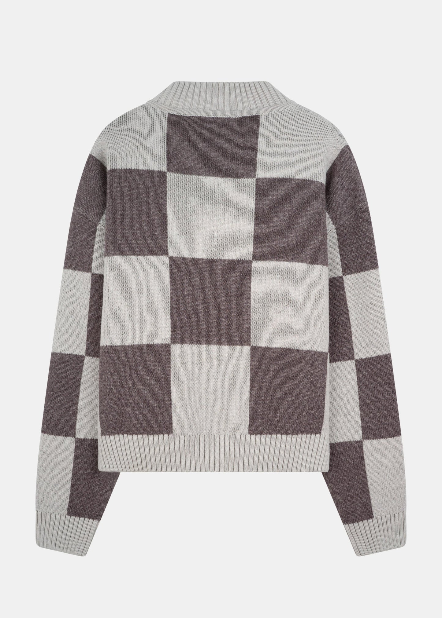 Strick-Sweater KARO OysterGrey/Schokolade