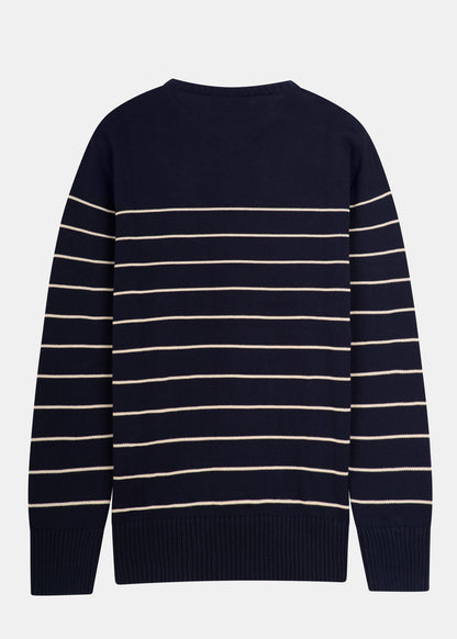 Strickpullover BÖÖT NavyBeige-Striped