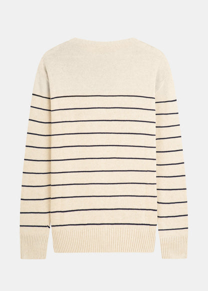 Strickpullover BÖÖT Beige-Navy-Striped