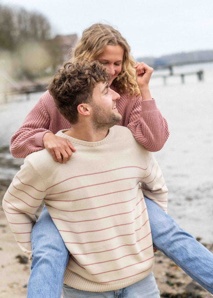 Strickpullover BÖÖT Beige-DuskPink-Striped