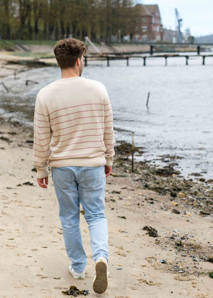 Strickpullover BÖÖT Beige-DuskPink-Striped