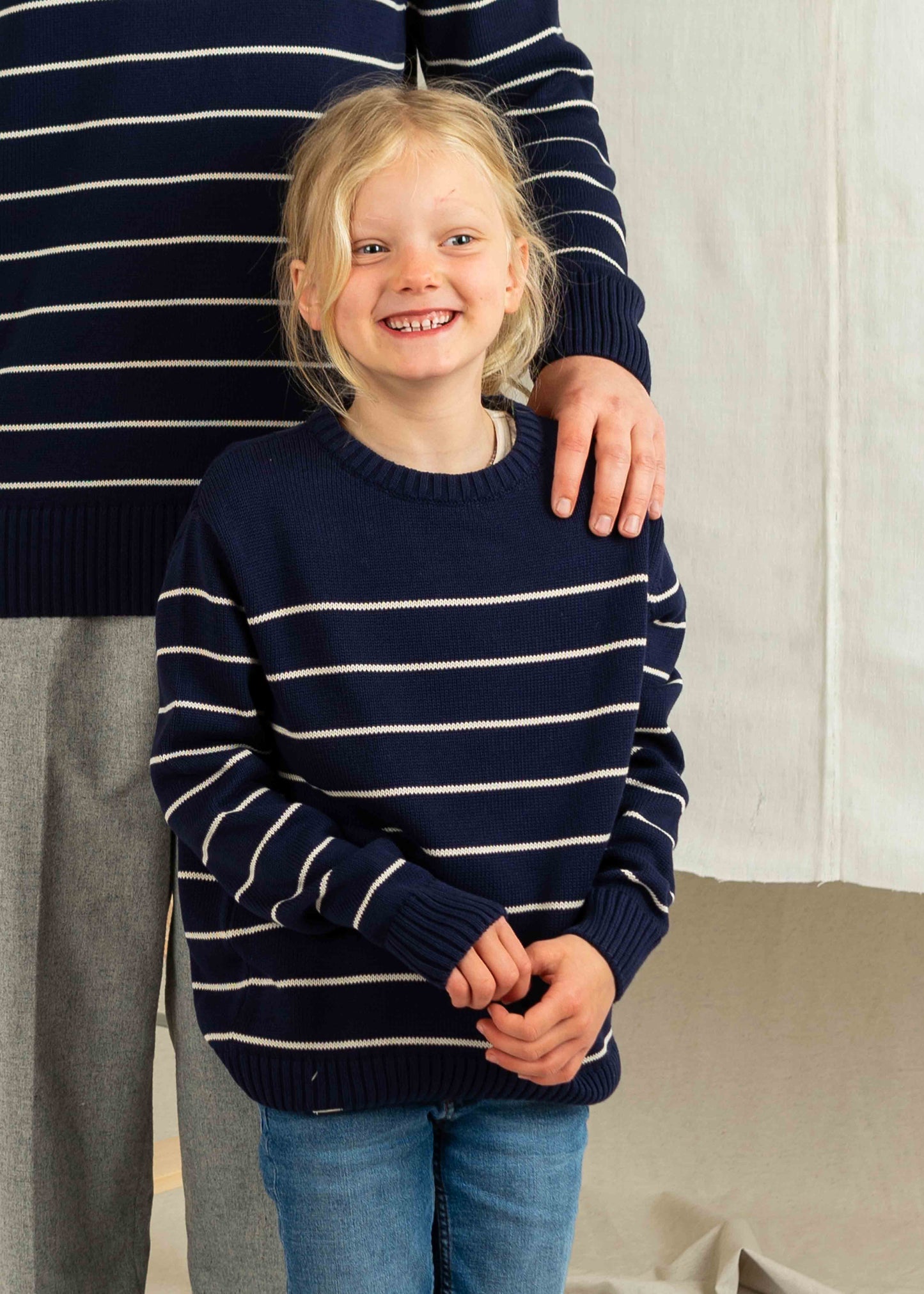 KIDS Strickpullover BÖÖT Navy-Beige-Striped