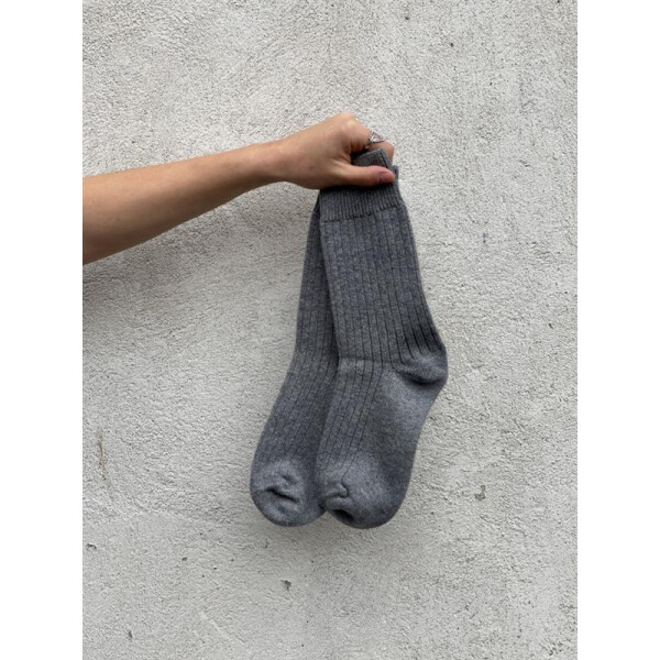 Woll Socke - grey melange - 42-45