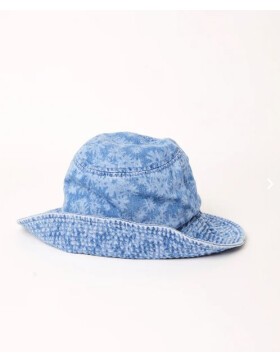 Fink - Hemp Denim Wide Brim Bucket Hat - worn blue daisy