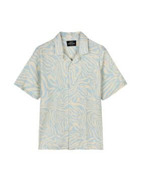 Cotton Linen Kenji AOP Shirt SS - dream blue/birtch aop