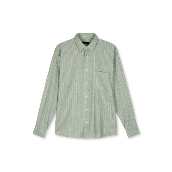 Cotton Linen Malte Stripe Shirt - birtch/sea spray