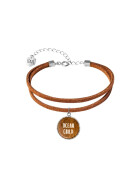 Salt and Silver Armband Leather Ocean Child cognac
